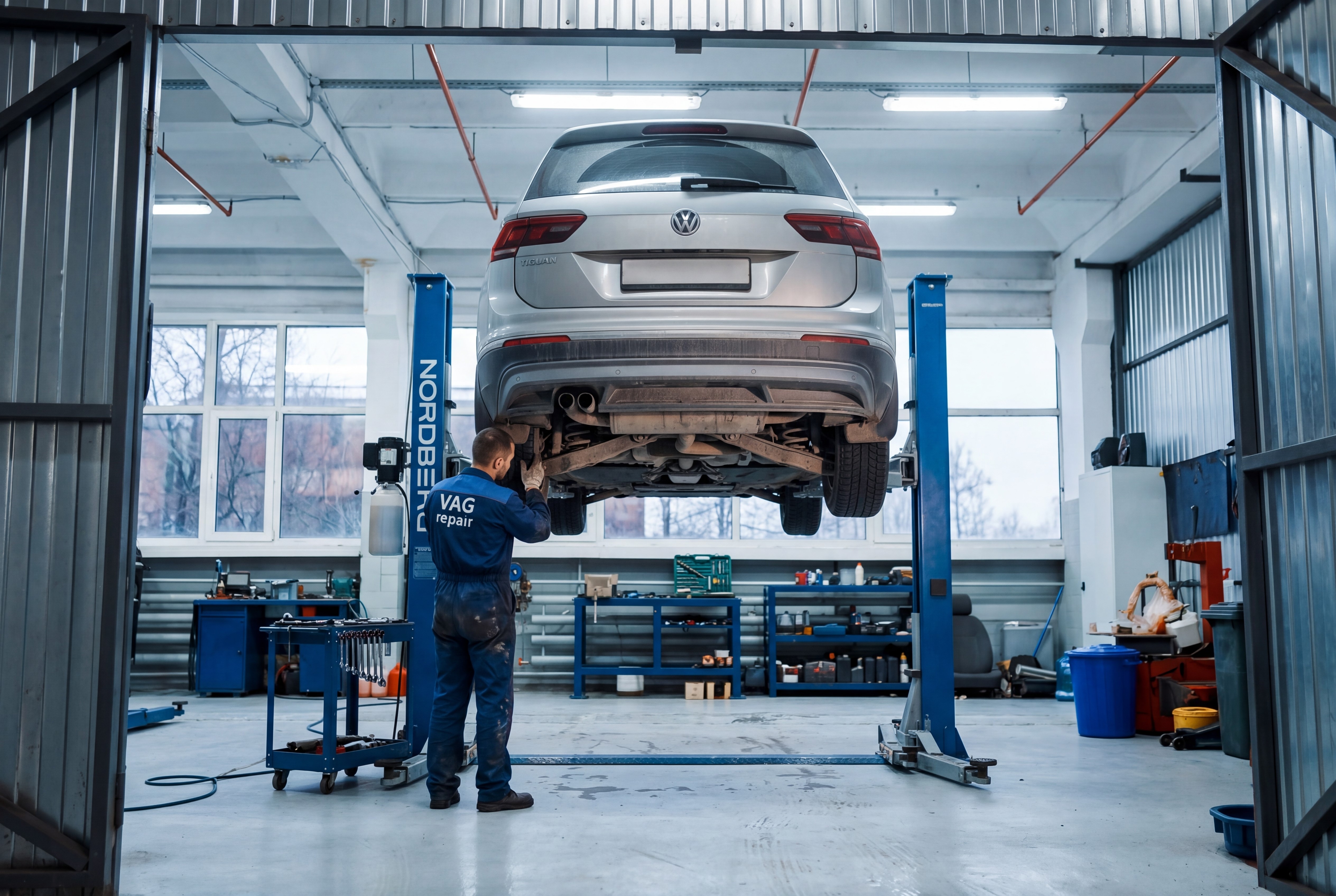 Замена переднего амортизатора на Tiguan