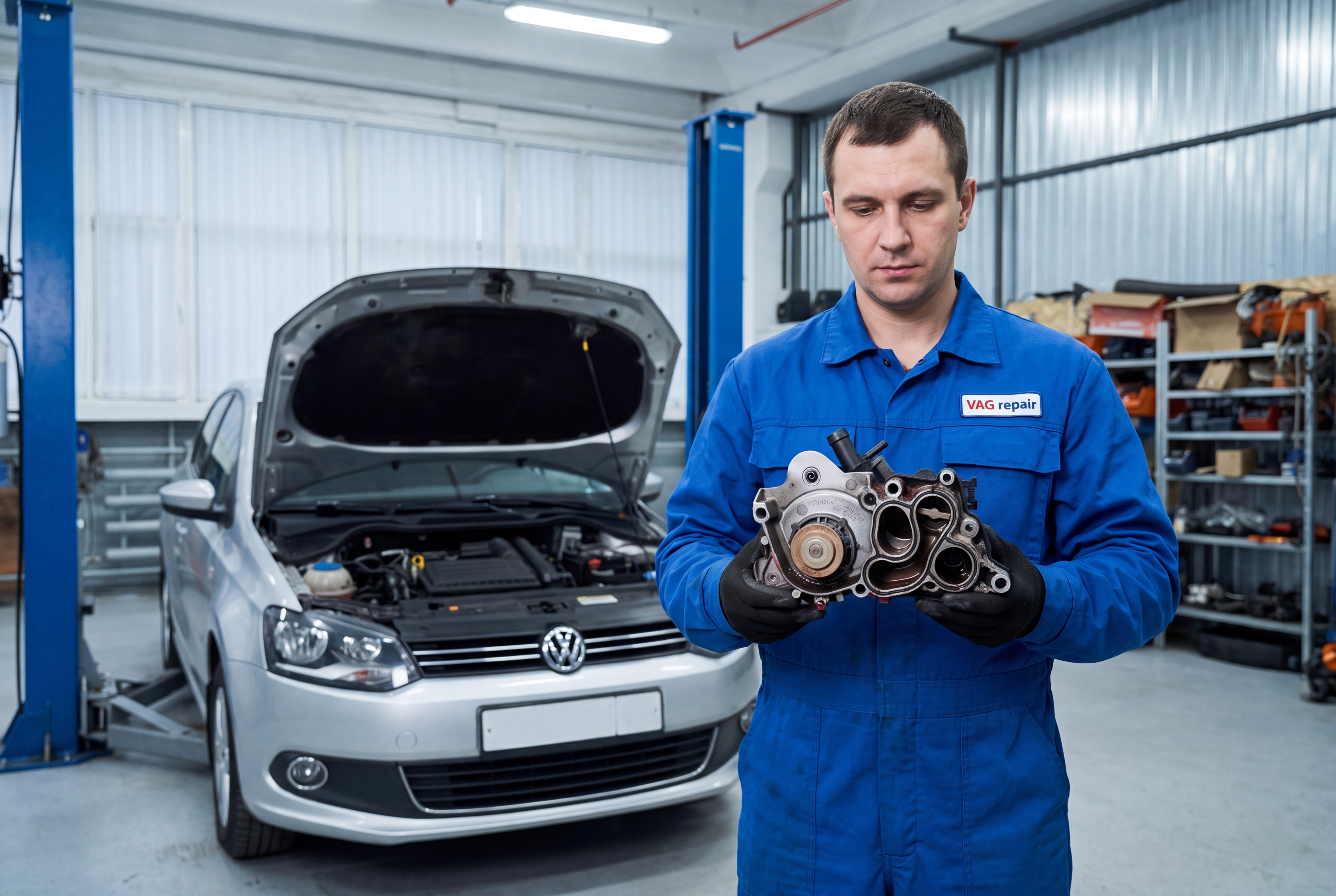 Процесс замены водяного насоса (помпы) на автомобиле Volkswagen Polo