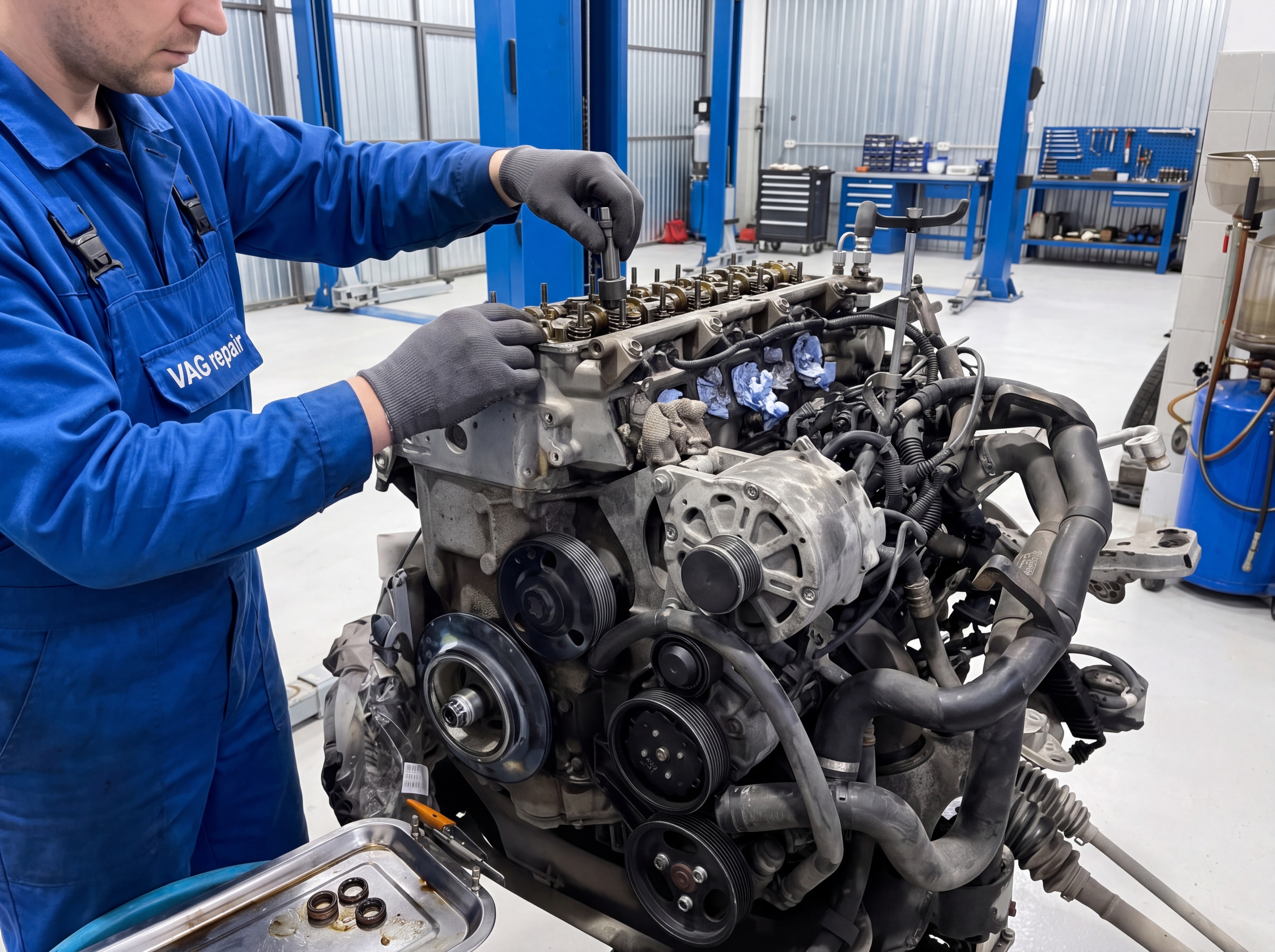 Замена колпачков маслосъемных Volkswagen Touareg