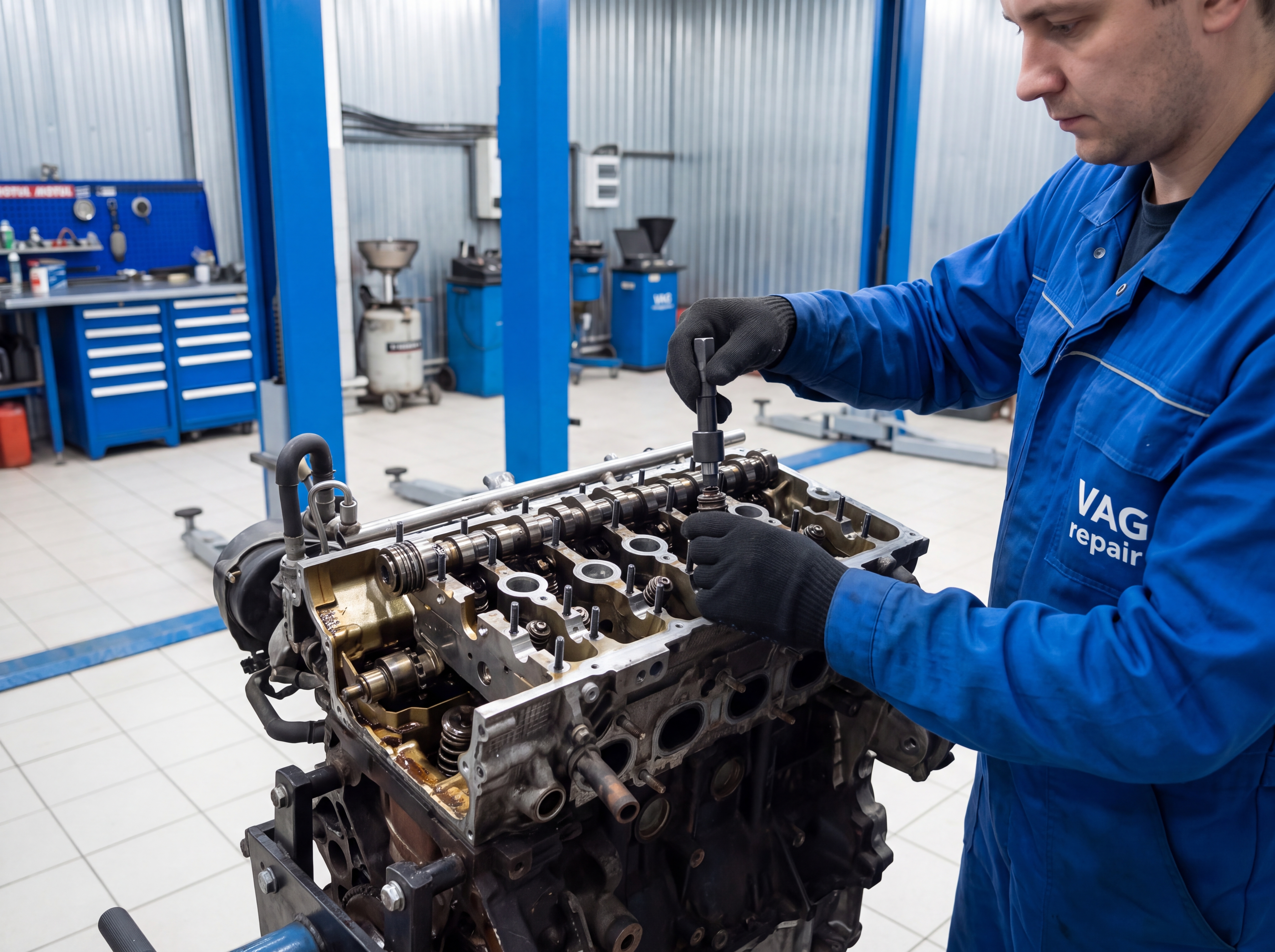 Замена колпачков маслосъемных Volkswagen Touareg
