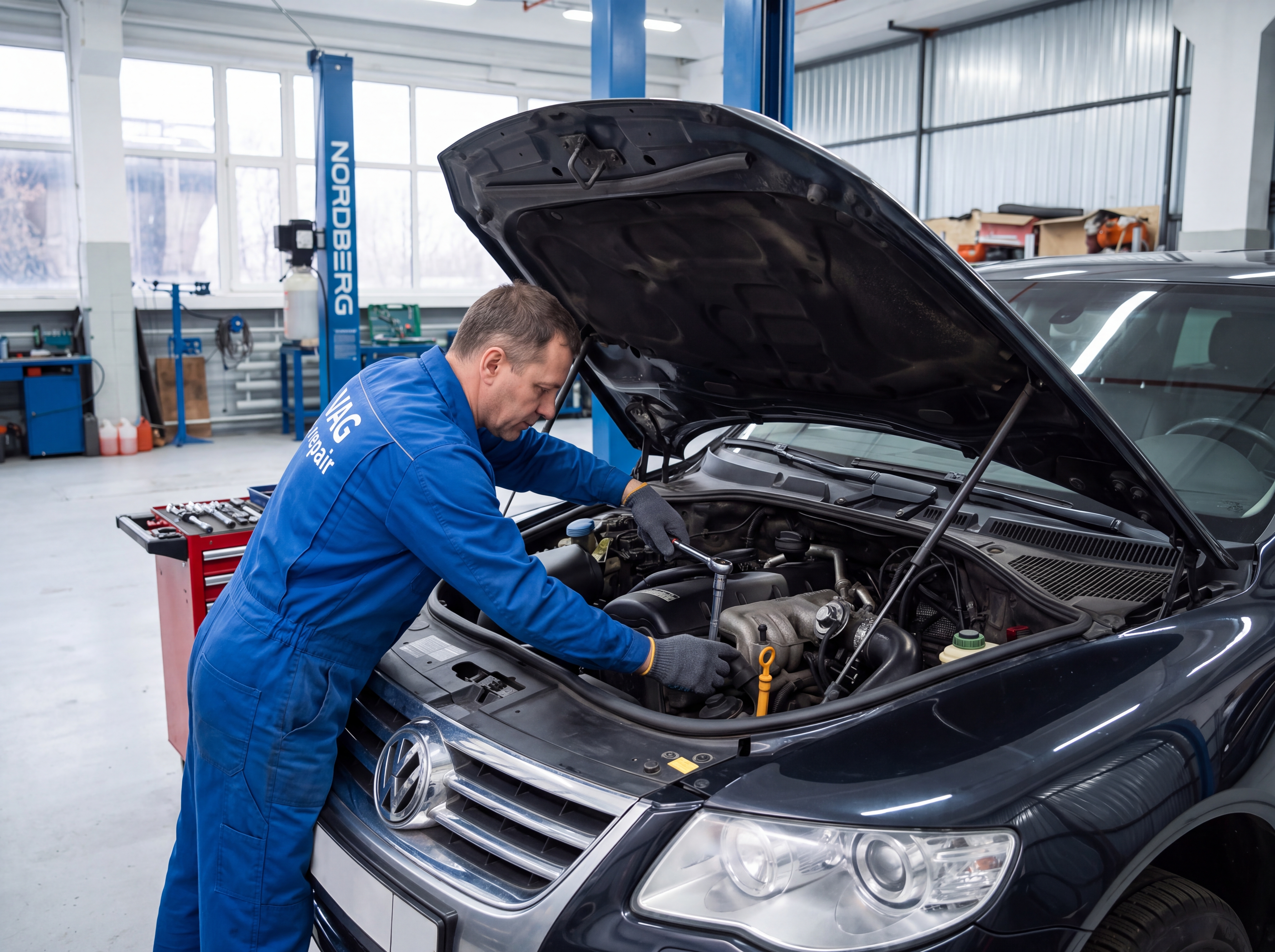 Процесс замены и ремонта насоса ГУР на автомобиле Volkswagen Touareg