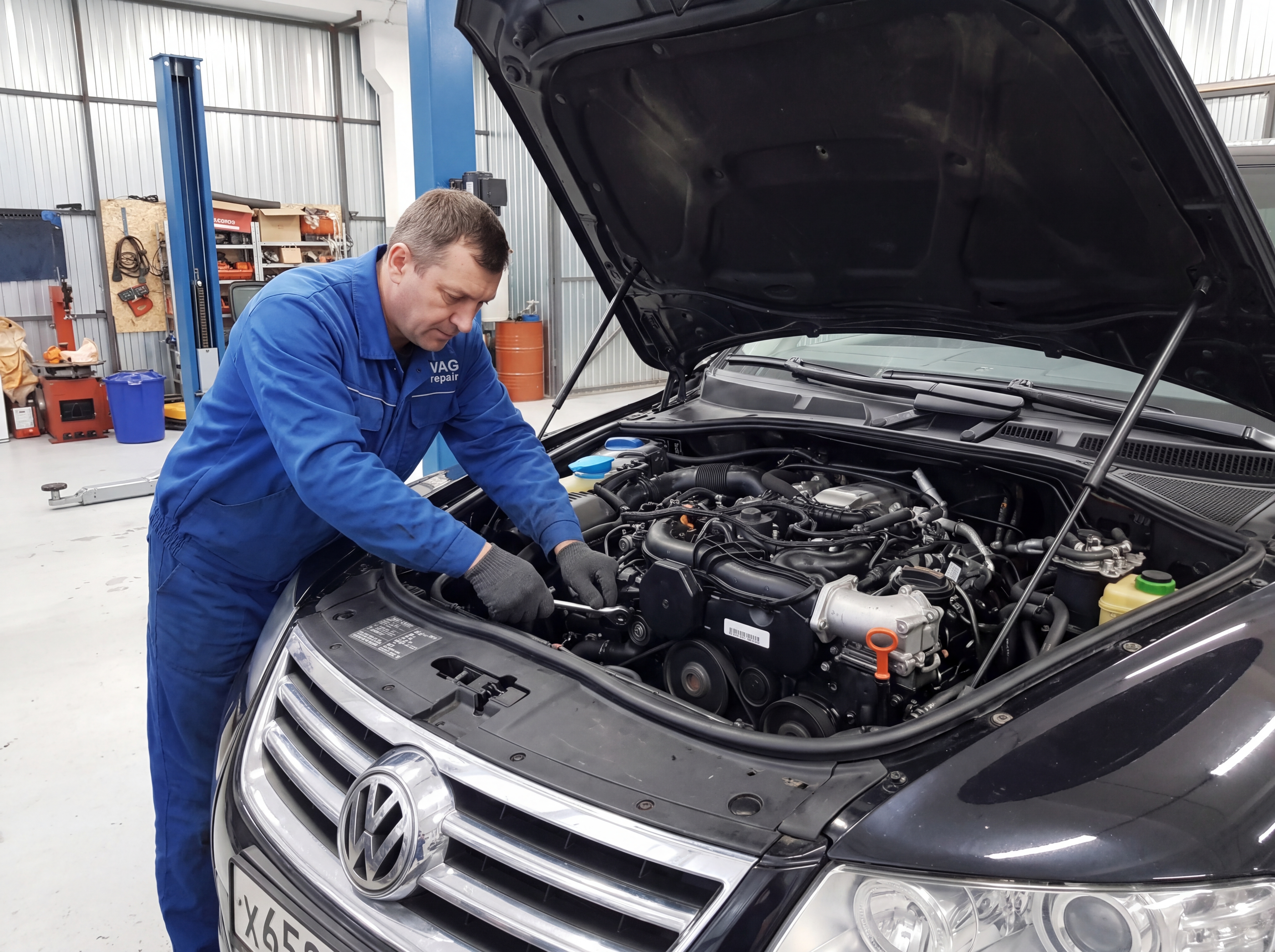 Процесс вкладышей коренных и шатунных на автомобиле Volkswagen Touareg