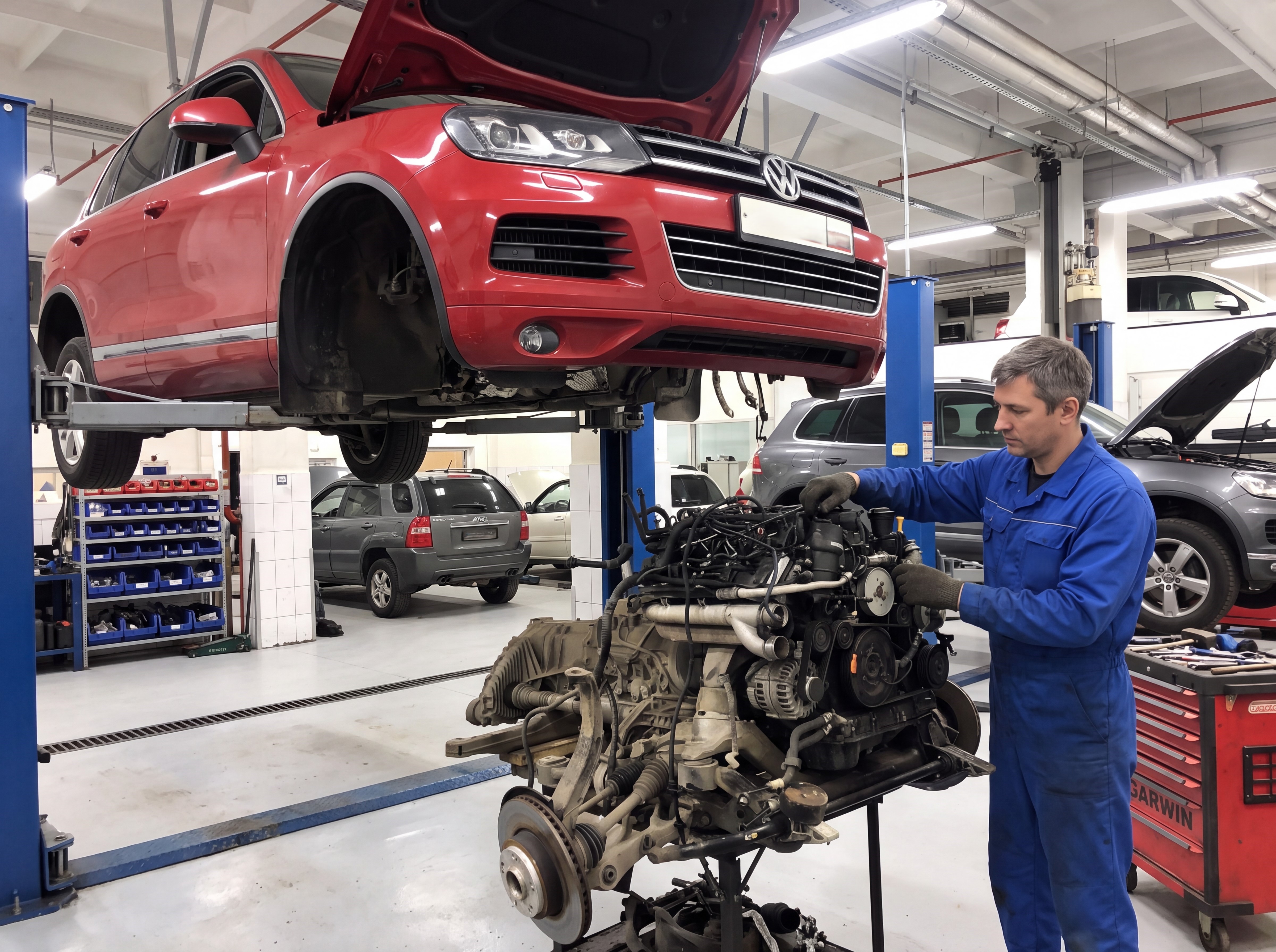 Замена двигателя на автомобиле Touareg