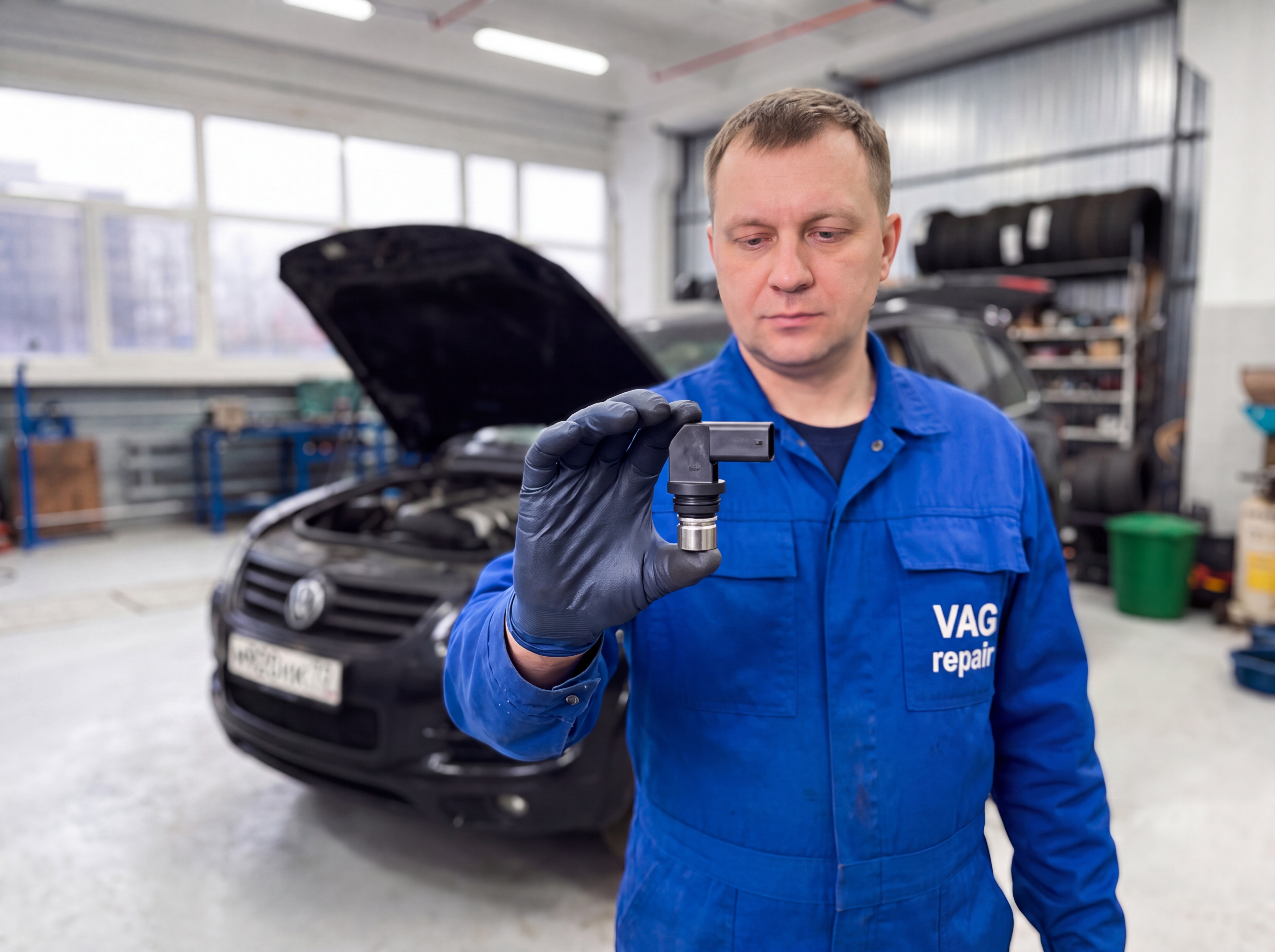 Замена датчика распредвала на автомобиле Touareg