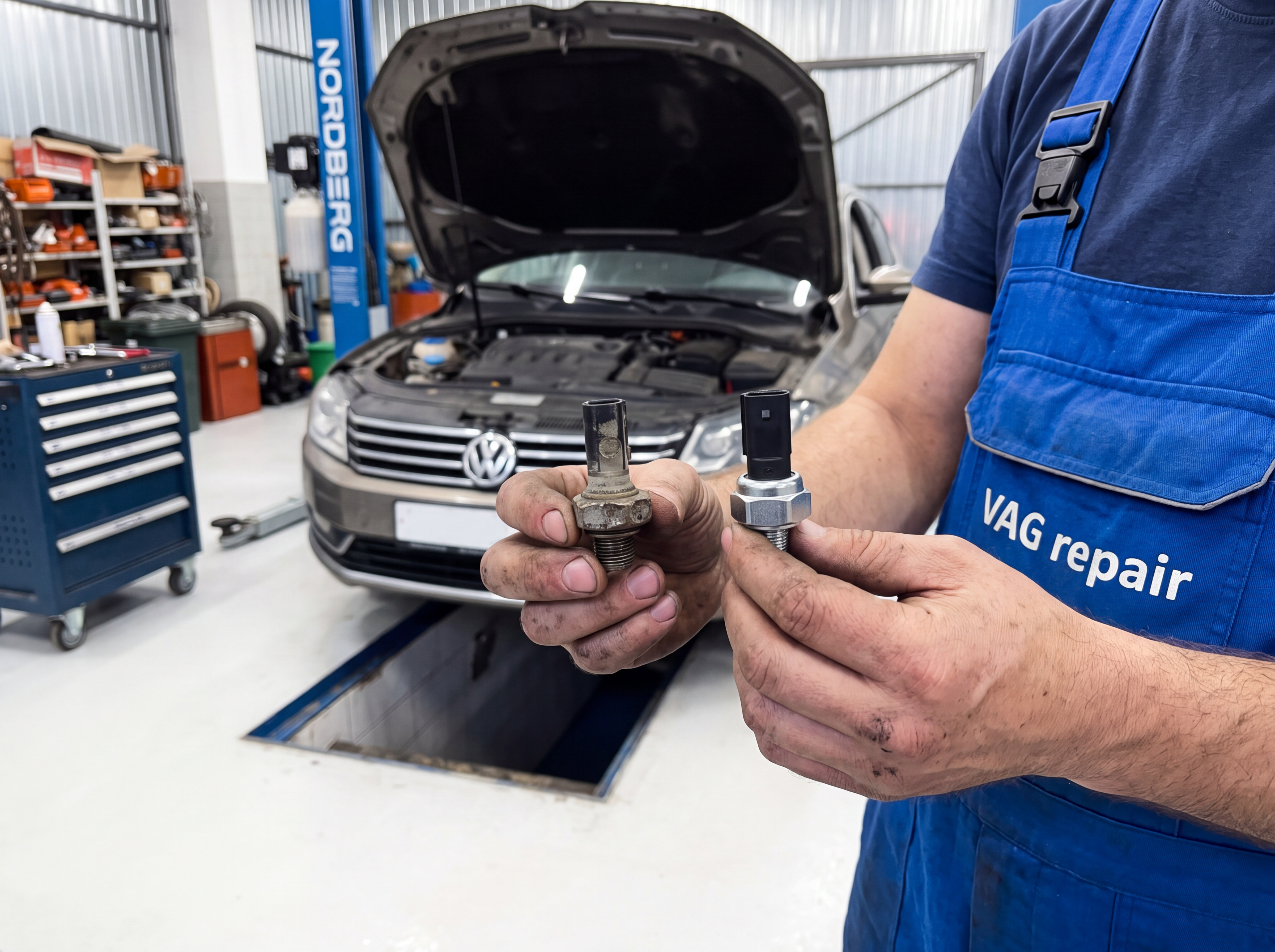 Замена датчика давления масла Volkswagen Touareg